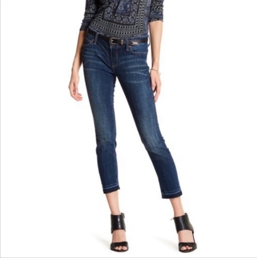 Lucky Brand Lolita Crop Raw Hem Dark Wash Jeans